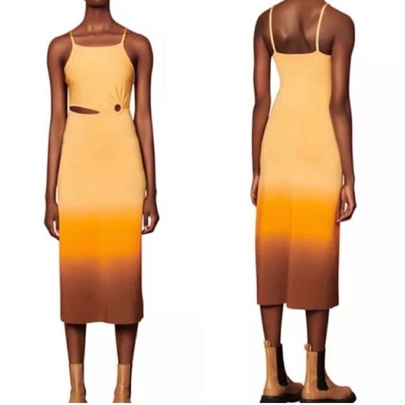 Sandro Aja Dress Orange Womens Size FR 38 US - Picture 4 of 16